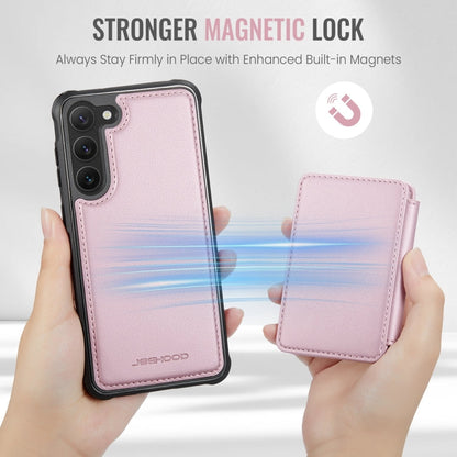 For Samsung Galaxy S23+ 5G JEEHOOD J05 Business Magnetic Style RFID Leather Phone Case(Pink)