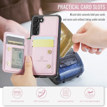For Samsung Galaxy S23+ 5G JEEHOOD J05 Business Magnetic Style RFID Leather Phone Case(Pink)