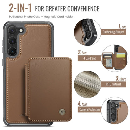 For Samsung Galaxy S23+ 5G JEEHOOD J05 Business Magnetic Style RFID Leather Phone Case(Brown)