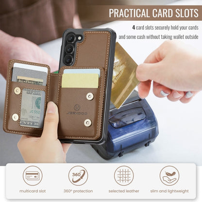 For Samsung Galaxy S23+ 5G JEEHOOD J05 Business Magnetic Style RFID Leather Phone Case(Brown)