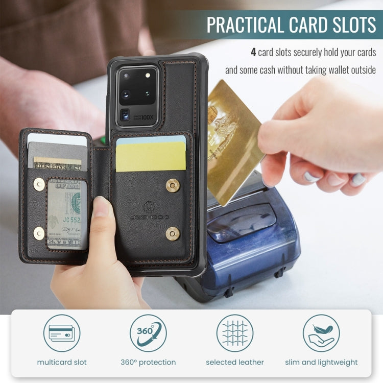 For Samsung Galaxy S20 Ultra 5G JEEHOOD J05 Business Magnetic Style RFID Leather Phone Case(Black)
