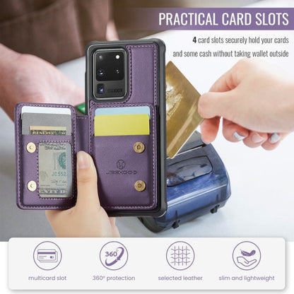For Samsung Galaxy S20 Ultra 5G JEEHOOD J05 Business Magnetic Style RFID Leather Phone Case(Purple)
