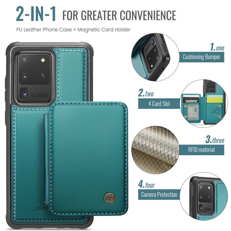 For Samsung Galaxy S20 Ultra 5G JEEHOOD J05 Business Magnetic Style RFID Leather Phone Case(Blue Green)