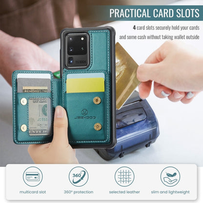 For Samsung Galaxy S20 Ultra 5G JEEHOOD J05 Business Magnetic Style RFID Leather Phone Case(Blue Green)