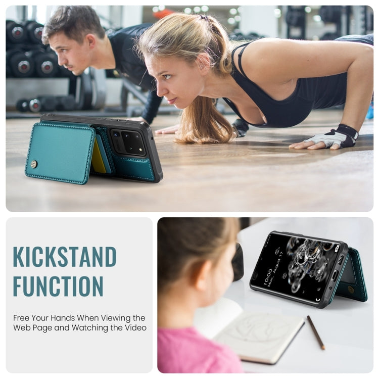 For Samsung Galaxy S20 Ultra 5G JEEHOOD J05 Business Magnetic Style RFID Leather Phone Case(Blue Green)