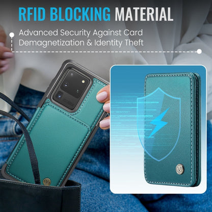 For Samsung Galaxy S20 Ultra 5G JEEHOOD J05 Business Magnetic Style RFID Leather Phone Case(Blue Green)