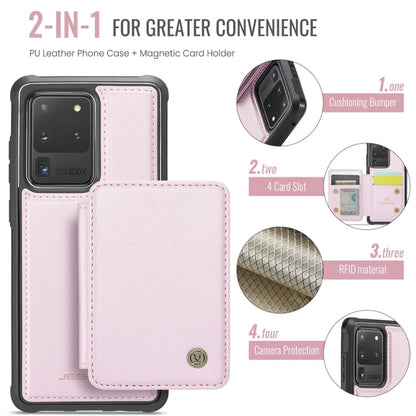 For Samsung Galaxy S20 Ultra 5G JEEHOOD J05 Business Magnetic Style RFID Leather Phone Case(Pink)