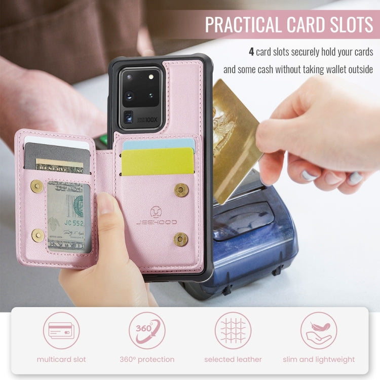 For Samsung Galaxy S20 Ultra 5G JEEHOOD J05 Business Magnetic Style RFID Leather Phone Case(Pink)