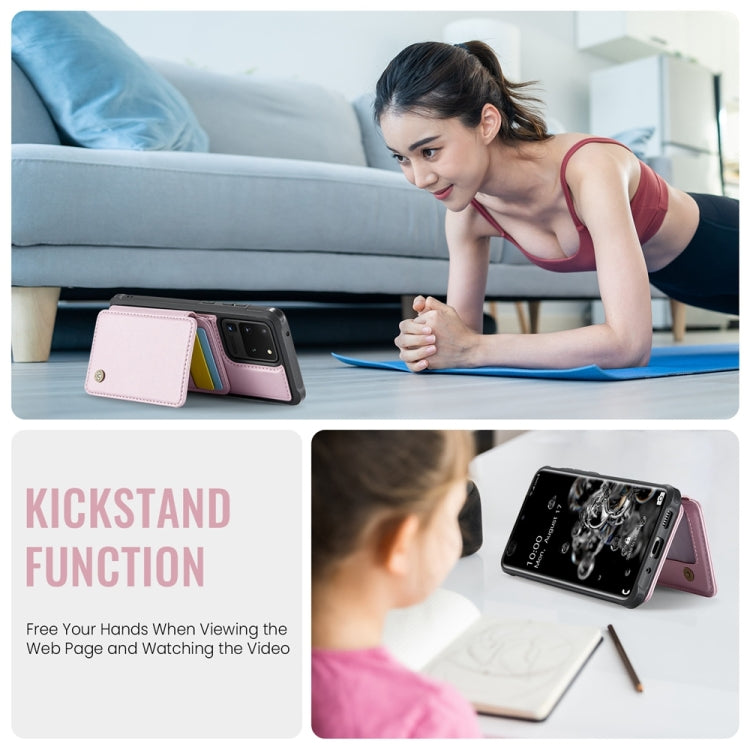 For Samsung Galaxy S20 Ultra 5G JEEHOOD J05 Business Magnetic Style RFID Leather Phone Case(Pink)