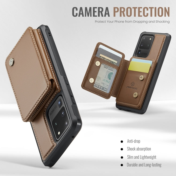 For Samsung Galaxy S20 Ultra 5G JEEHOOD J05 Business Magnetic Style RFID Leather Phone Case(Brown)