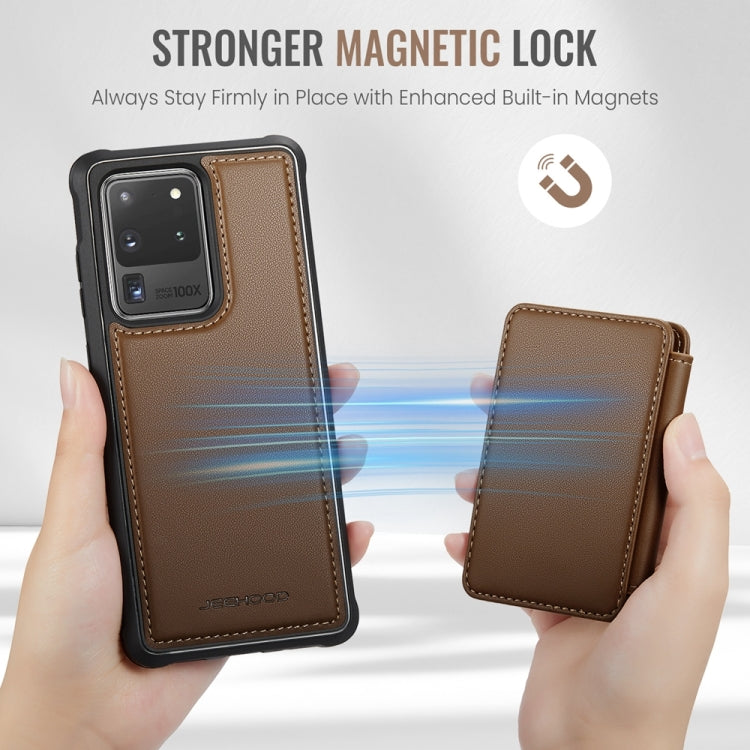 For Samsung Galaxy S20 Ultra 5G JEEHOOD J05 Business Magnetic Style RFID Leather Phone Case(Brown)