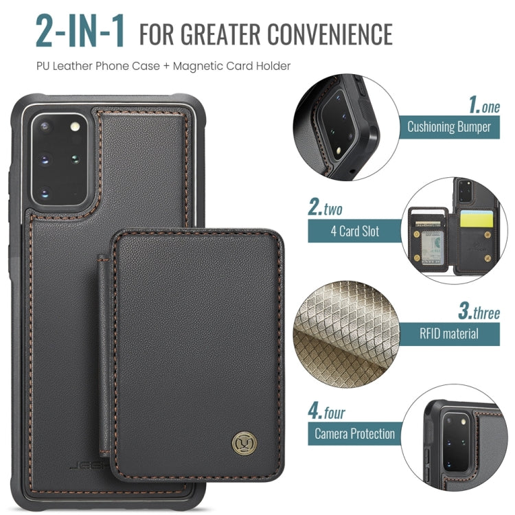 Pour Samsung Galaxy S20+ 5G JEEHOOD J05 Étui portefeuille en cuir RFID à rabat avec fonction magnétique (Noir)