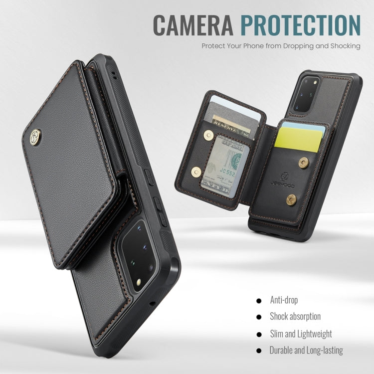 Pour Samsung Galaxy S20+ 5G JEEHOOD J05 Étui portefeuille en cuir RFID à rabat avec fonction magnétique (Noir)