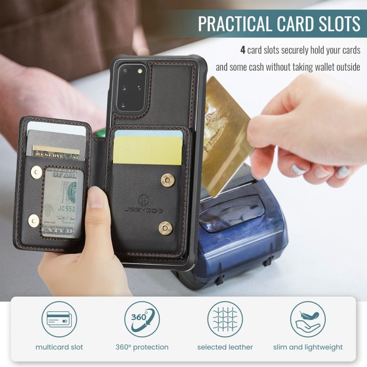 Pour Samsung Galaxy S20+ 5G JEEHOOD J05 Étui portefeuille en cuir RFID à rabat avec fonction magnétique (Noir)