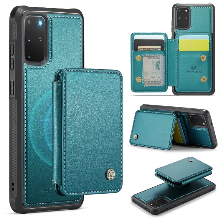 For Samsung Galaxy S20+ 5G JEEHOOD J05 Business Magnetic Style RFID Leather Phone Case(Blue Green)