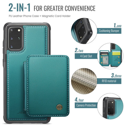 For Samsung Galaxy S20+ 5G JEEHOOD J05 Business Magnetic Style RFID Leather Phone Case(Blue Green)