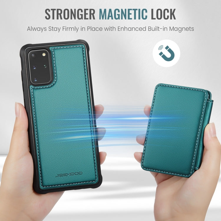 For Samsung Galaxy S20+ 5G JEEHOOD J05 Business Magnetic Style RFID Leather Phone Case(Blue Green)