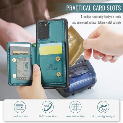 For Samsung Galaxy S20+ 5G JEEHOOD J05 Business Magnetic Style RFID Leather Phone Case(Blue Green)