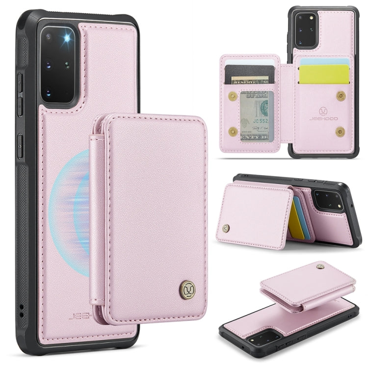 For Samsung Galaxy S20+ 5G JEEHOOD J05 Business Magnetic Style RFID Leather Phone Case(Pink)