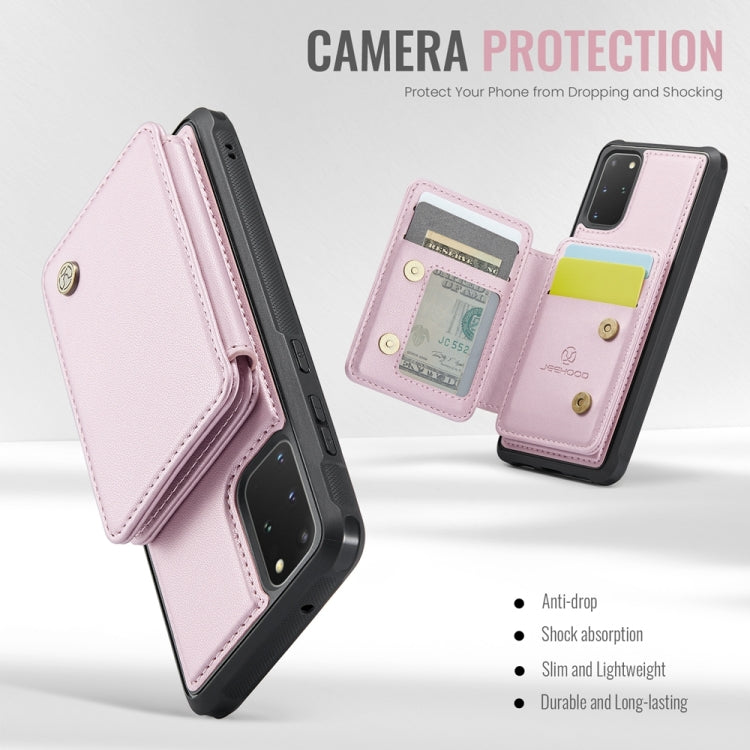 For Samsung Galaxy S20+ 5G JEEHOOD J05 Business Magnetic Style RFID Leather Phone Case(Pink)