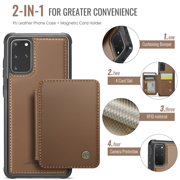 For Samsung Galaxy S20+ 5G JEEHOOD J05 Business Magnetic Style RFID Leather Phone Case(Brown)