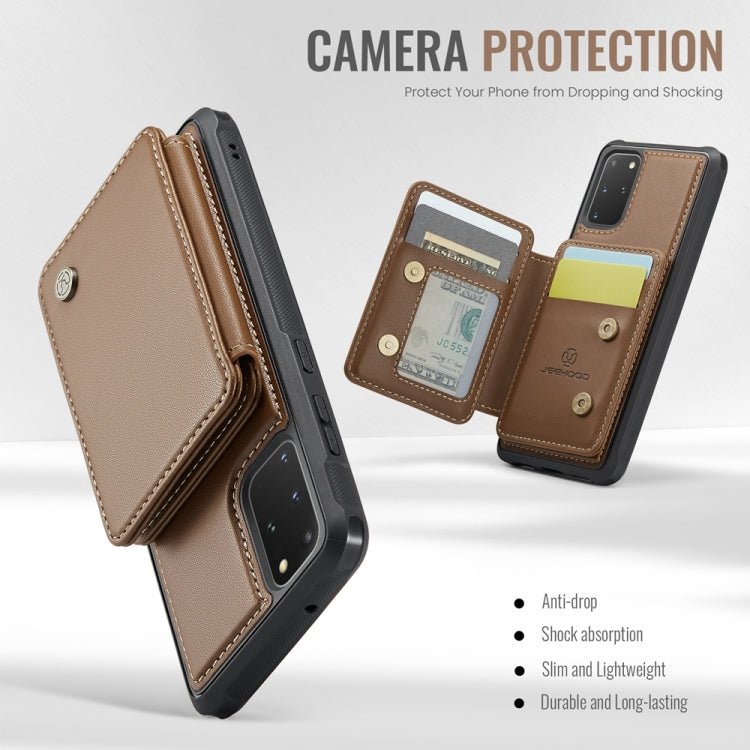 For Samsung Galaxy S20+ 5G JEEHOOD J05 Business Magnetic Style RFID Leather Phone Case(Brown)