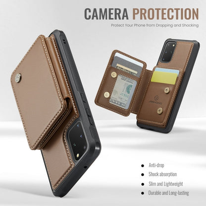 For Samsung Galaxy S20+ 5G JEEHOOD J05 Business Magnetic Style RFID Leather Phone Case(Brown)