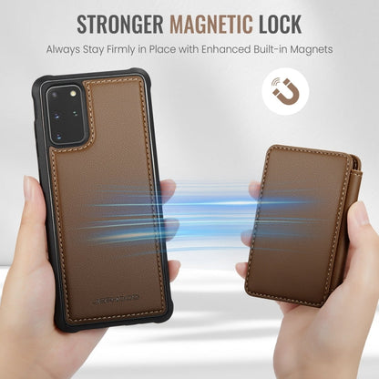For Samsung Galaxy S20+ 5G JEEHOOD J05 Business Magnetic Style RFID Leather Phone Case(Brown)