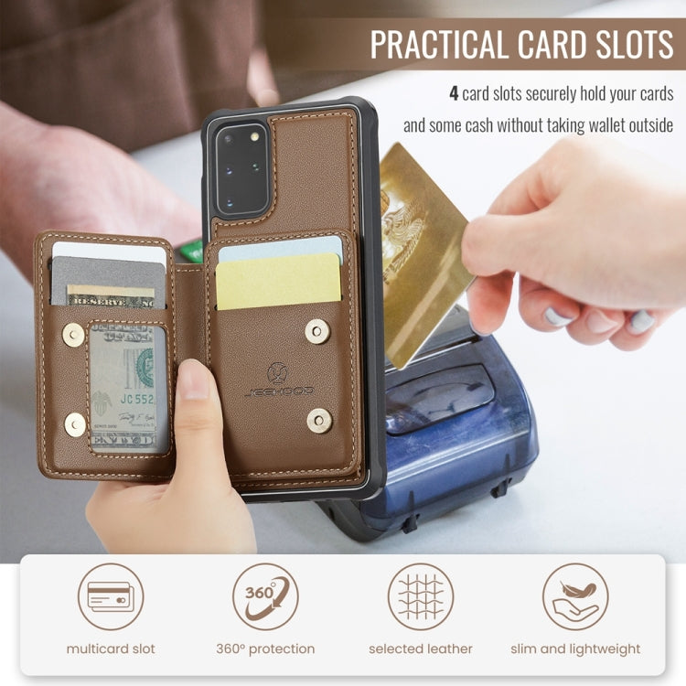 For Samsung Galaxy S20+ 5G JEEHOOD J05 Business Magnetic Style RFID Leather Phone Case(Brown)