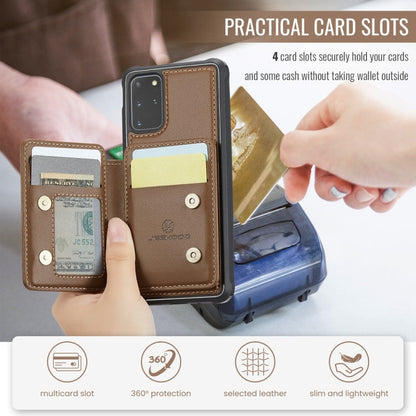 For Samsung Galaxy S20+ 5G JEEHOOD J05 Business Magnetic Style RFID Leather Phone Case(Brown)