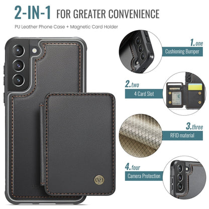 For Samsung Galaxy S21 5G JEEHOOD J05 Business Magnetic Style RFID Leather Phone Case(Black)