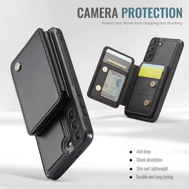 For Samsung Galaxy S21 5G JEEHOOD J05 Business Magnetic Style RFID Leather Phone Case(Black)