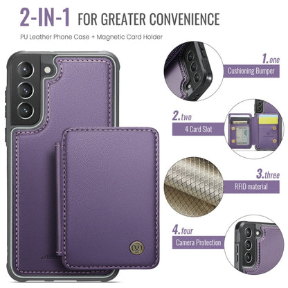 For Samsung Galaxy S21 5G JEEHOOD J05 Business Magnetic Style RFID Leather Phone Case(Purple)