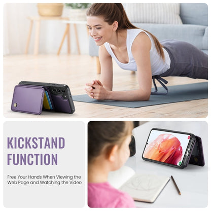 For Samsung Galaxy S21 5G JEEHOOD J05 Business Magnetic Style RFID Leather Phone Case(Purple)