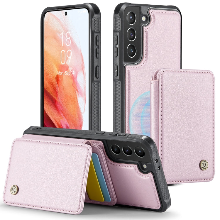 For Samsung Galaxy S21 5G JEEHOOD J05 Business Magnetic Style RFID Leather Phone Case(Pink)