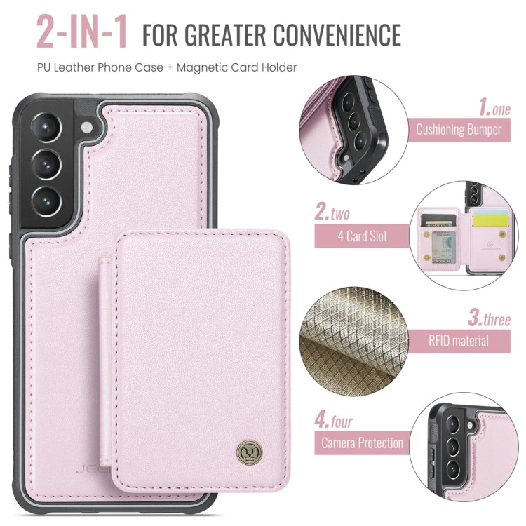 For Samsung Galaxy S21 5G JEEHOOD J05 Business Magnetic Style RFID Leather Phone Case(Pink)