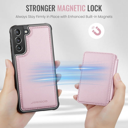 For Samsung Galaxy S21 5G JEEHOOD J05 Business Magnetic Style RFID Leather Phone Case(Pink)