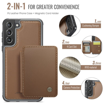 For Samsung Galaxy S21 5G JEEHOOD J05 Business Magnetic Style RFID Leather Phone Case(Brown)