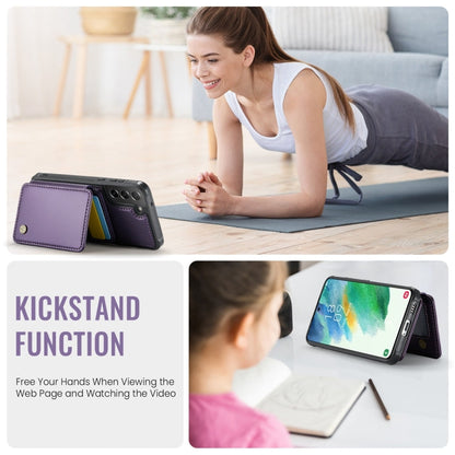 For Samsung Galaxy S21 FE 5G JEEHOOD J05 Business Magnetic Style RFID Leather Phone Case(Purple)