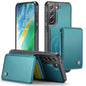For Samsung Galaxy S21 FE 5G JEEHOOD J05 Business Magnetic Style RFID Leather Phone Case(Blue Green)