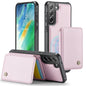 For Samsung Galaxy S21 FE 5G JEEHOOD J05 Business Magnetic Style RFID Leather Phone Case(Pink)