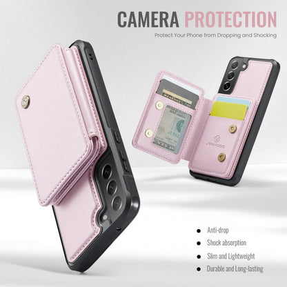 For Samsung Galaxy S21 FE 5G JEEHOOD J05 Business Magnetic Style RFID Leather Phone Case(Pink)