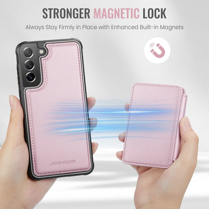 For Samsung Galaxy S21 FE 5G JEEHOOD J05 Business Magnetic Style RFID Leather Phone Case(Pink)