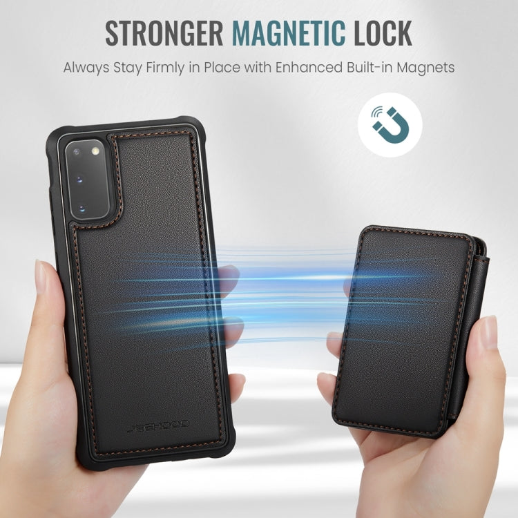For Samsung Galaxy S20 5G JEEHOOD J05 Business Magnetic Style RFID Leather Phone Case(Black)