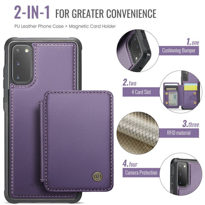 For Samsung Galaxy S20 5G JEEHOOD J05 Business Magnetic Style RFID Leather Phone Case(Purple)