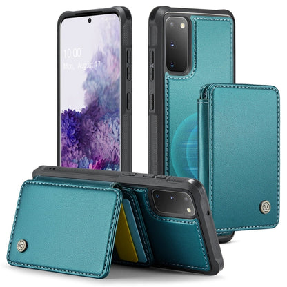 For Samsung Galaxy S20 5G JEEHOOD J05 Business Magnetic Style RFID Leather Phone Case(Blue Green)