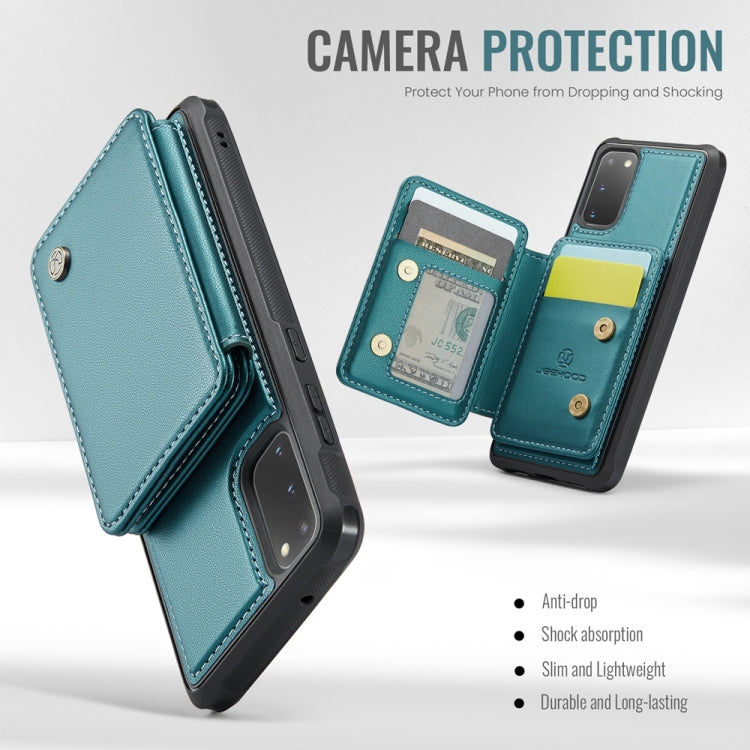 For Samsung Galaxy S20 5G JEEHOOD J05 Business Magnetic Style RFID Leather Phone Case(Blue Green)