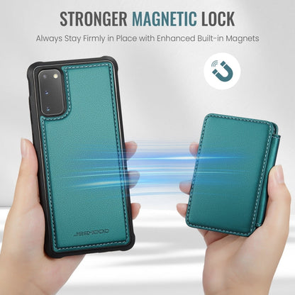 For Samsung Galaxy S20 5G JEEHOOD J05 Business Magnetic Style RFID Leather Phone Case(Blue Green)