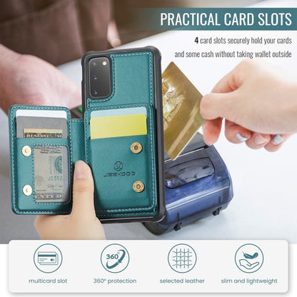 For Samsung Galaxy S20 5G JEEHOOD J05 Business Magnetic Style RFID Leather Phone Case(Blue Green)