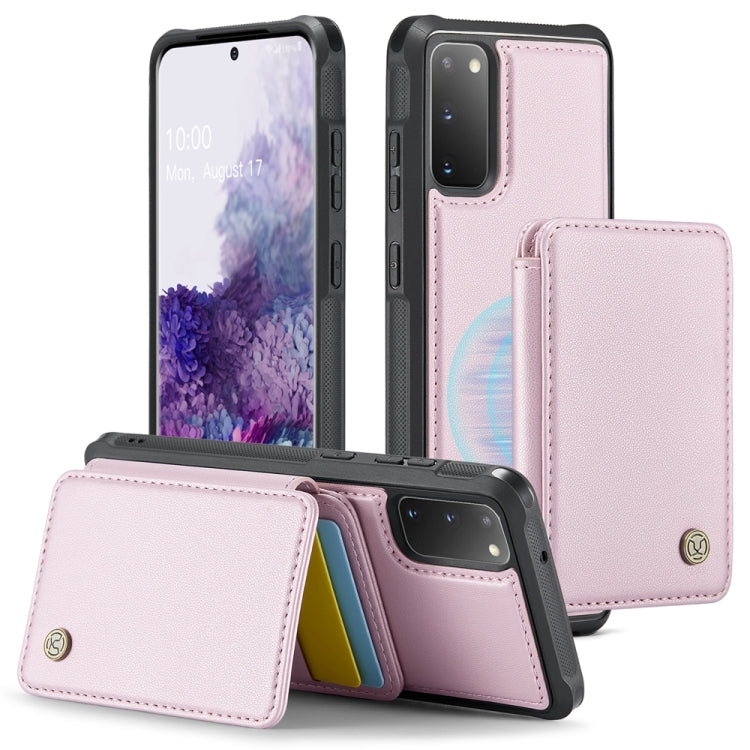 For Samsung Galaxy S20 5G JEEHOOD J05 Business Magnetic Style RFID Leather Phone Case(Pink)